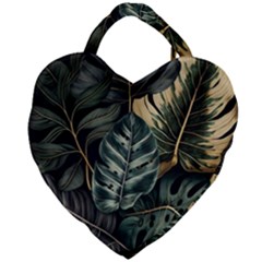 Tropical Leaves Foliage Monstera Nature Home Giant Heart Shaped Tote by Jancukart