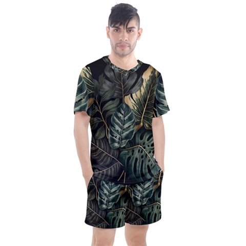 Tropical Leaves Foliage Monstera Nature Home Men s Mesh Tee And Shorts Set by Jancukart