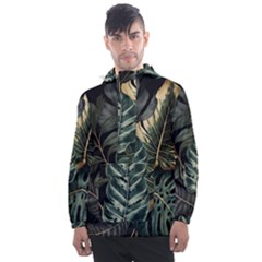 Tropical Leaves Foliage Monstera Nature Home Men s Front Pocket Pullover Windbreaker