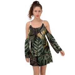 Tropical Leaves Foliage Monstera Nature Home Boho Dress