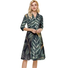 Tropical Leaves Foliage Monstera Nature Home Classy Knee Length Dress