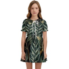 Tropical Leaves Foliage Monstera Nature Home Kids  Sweet Collar Dress