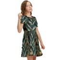 Tropical Leaves Foliage Monstera Nature Home Kids  Puff Sleeved Dress View2