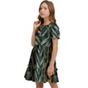 Tropical Leaves Foliage Monstera Nature Home Kids  Puff Sleeved Dress View3