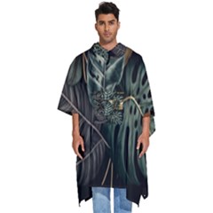 Tropical Leaves Foliage Monstera Nature Home Men s Hooded Rain Ponchos