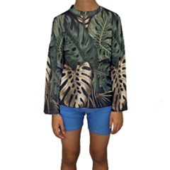 Tropical Leaves Foliage Monstera Nature Home Art Kids  Long Sleeve Swimwear