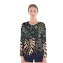 Tropical Leaves Foliage Monstera Nature Home Art Women s Long Sleeve Tee View1