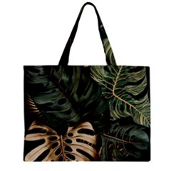 Tropical Leaves Foliage Monstera Nature Home Art Zipper Mini Tote Bag by Jancukart