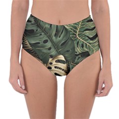 Tropical Leaves Foliage Monstera Nature Home Art Reversible High-waist Bikini Bottoms by Jancukart