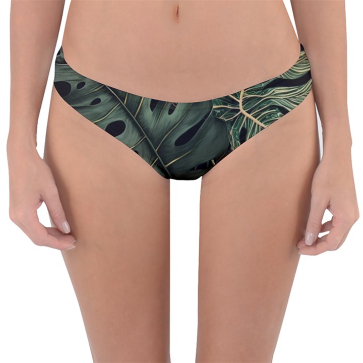 Tropical Leaves Foliage Monstera Nature Home Art Reversible Hipster Bikini Bottoms