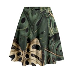 Tropical Leaves Foliage Monstera Nature Home Art High Waist Skirt