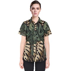 Tropical Leaves Foliage Monstera Nature Home Art Women s Short Sleeve Shirt