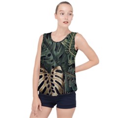 Tropical Leaves Foliage Monstera Nature Home Art Bubble Hem Chiffon Tank Top