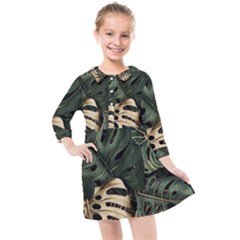 Tropical Leaves Foliage Monstera Nature Home Art Kids  Quarter Sleeve Shirt Dress