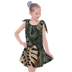 Tropical Leaves Foliage Monstera Nature Home Art Kids  Tie Up Tunic Dress