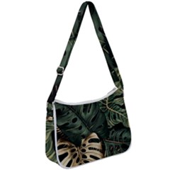 Tropical Leaves Foliage Monstera Nature Home Art Zip Up Shoulder Bag