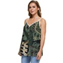 Tropical Leaves Foliage Monstera Nature Home Art Casual Spaghetti Strap Chiffon Top View2