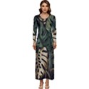 Tropical Leaves Foliage Monstera Nature Home Art Long Sleeve Longline Maxi Dress View1