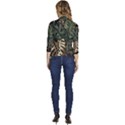 Tropical Leaves Foliage Monstera Nature Home Art Women s Draped Front 3/4 Sleeve Shawl Collar Jacket View4