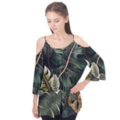 Tropical Leaves Foliage Monstera Nature Home Pattern Flutter Tees