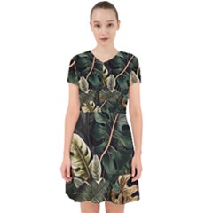 Tropical Leaves Foliage Monstera Nature Home Pattern Adorable In Chiffon Dress