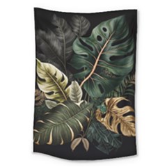 Tropical Leaves Foliage Monstera Nature Home Pattern Large Tapestry