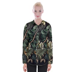 Tropical Leaves Foliage Monstera Nature Home Pattern Womens Long Sleeve Shirt