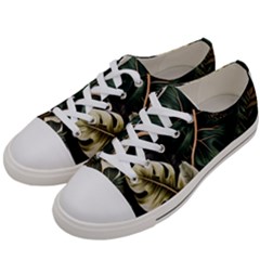 Tropical Leaves Foliage Monstera Nature Home Pattern Women s Low Top Canvas Sneakers