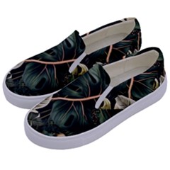 Tropical Leaves Foliage Monstera Nature Home Pattern Kids  Canvas Slip Ons