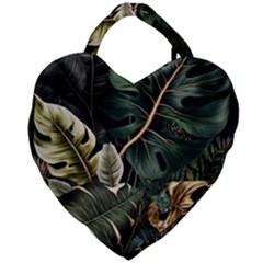 Tropical Leaves Foliage Monstera Nature Home Pattern Giant Heart Shaped Tote by Jancukart