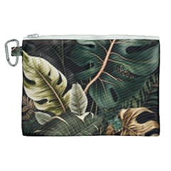 Tropical Leaves Foliage Monstera Nature Home Pattern Canvas Cosmetic Bag (xl)