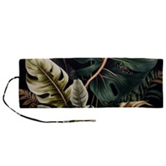 Tropical Leaves Foliage Monstera Nature Home Pattern Roll Up Canvas Pencil Holder (m)