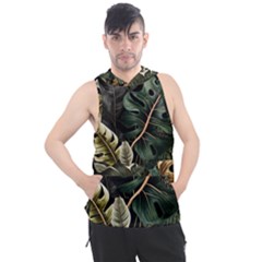 Tropical Leaves Foliage Monstera Nature Home Pattern Men s Sleeveless Hoodie