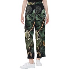 Tropical Leaves Foliage Monstera Nature Home Pattern Women s Pants 