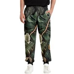 Tropical Leaves Foliage Monstera Nature Home Pattern Men s Elastic Waist Pants by Jancukart