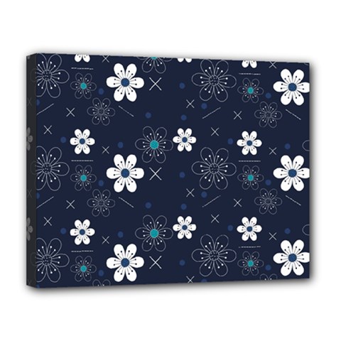 Flowers Pattern Pattern Flower Texture Canvas 14  X 11  (stretched)