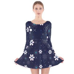 Flowers Pattern Pattern Flower Texture Long Sleeve Velvet Skater Dress