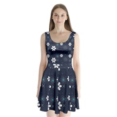 Flowers Pattern Pattern Flower Texture Split Back Mini Dress 