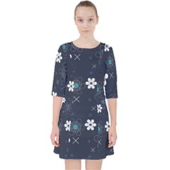 Flowers Pattern Pattern Flower Texture Quarter Sleeve Pocket Dress by Jancukart