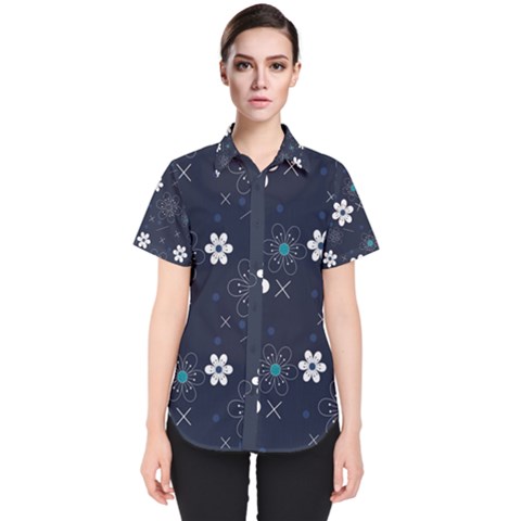 Flowers Pattern Pattern Flower Texture Women s Short Sleeve Shirt by Jancukart