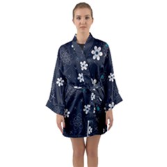 Flowers Pattern Pattern Flower Texture Long Sleeve Satin Kimono