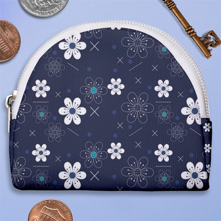 Flowers Pattern Pattern Flower Texture Horseshoe Style Canvas Pouch