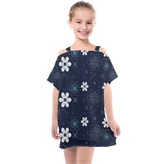 Flowers Pattern Pattern Flower Texture Kids  One Piece Chiffon Dress