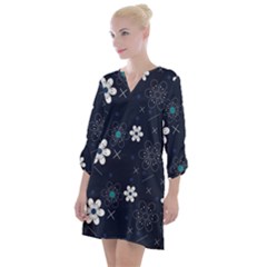 Flowers Pattern Pattern Flower Texture Open Neck Shift Dress by Jancukart