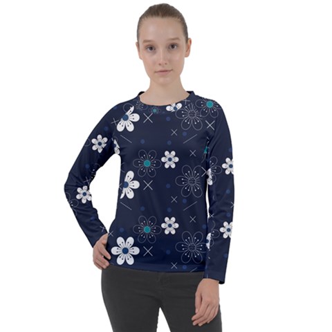 Flowers Pattern Pattern Flower Texture Women s Long Sleeve Raglan Tee by Jancukart