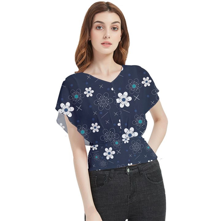 Flowers Pattern Pattern Flower Texture Butterfly Chiffon Blouse