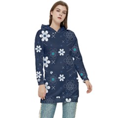 Flowers Pattern Pattern Flower Texture Women s Long Oversized Pullover Hoodie by Jancukart