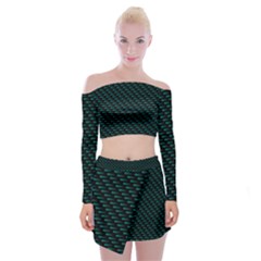 Lines Pattern Texture Stripes Particles Modern Off Shoulder Top With Mini Skirt Set