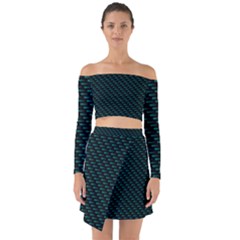 Lines Pattern Texture Stripes Particles Modern Off Shoulder Top With Skirt Set