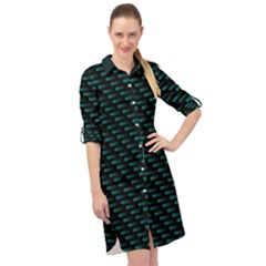 Lines Pattern Texture Stripes Particles Modern Long Sleeve Mini Shirt Dress